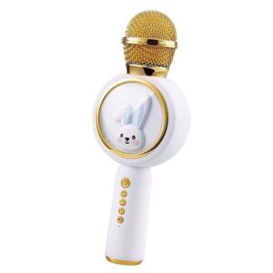 خرید میکروفون کارائوکه بی‌سیم مدل خرگوش | اسپیکر بلوتوثی، افکت تغییر صدا، LED و ضبط صدا